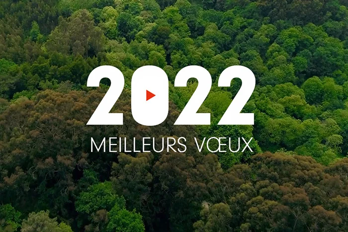 Visuel représentant une forêt avec 2022 meilleurs voeux