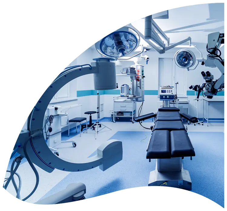 Visuel représentant une salle d'opération avec différents dispositifs médicaux