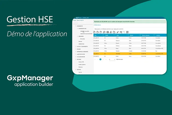 Vidéo démonstration - Application de gestion HSE - GxpManager